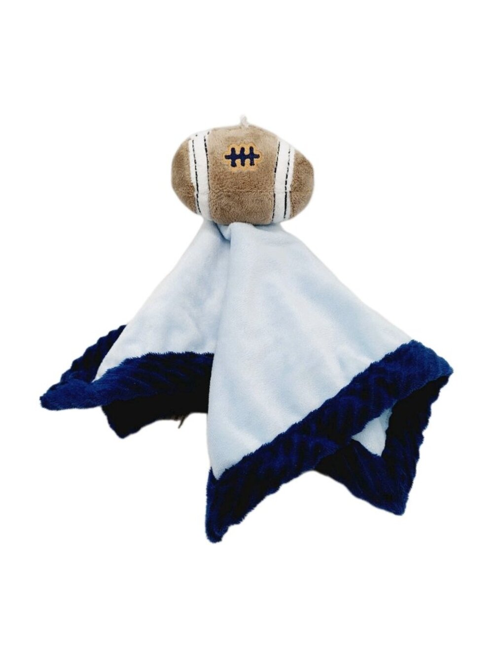 Security Blanket Football Carters Boy Baby Blue Brown Navy Plush 14" Sport Lovey